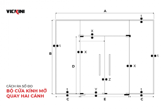 HOW TO MEASURE A GLASS HINGED DOOR WITH 2 WINGS?